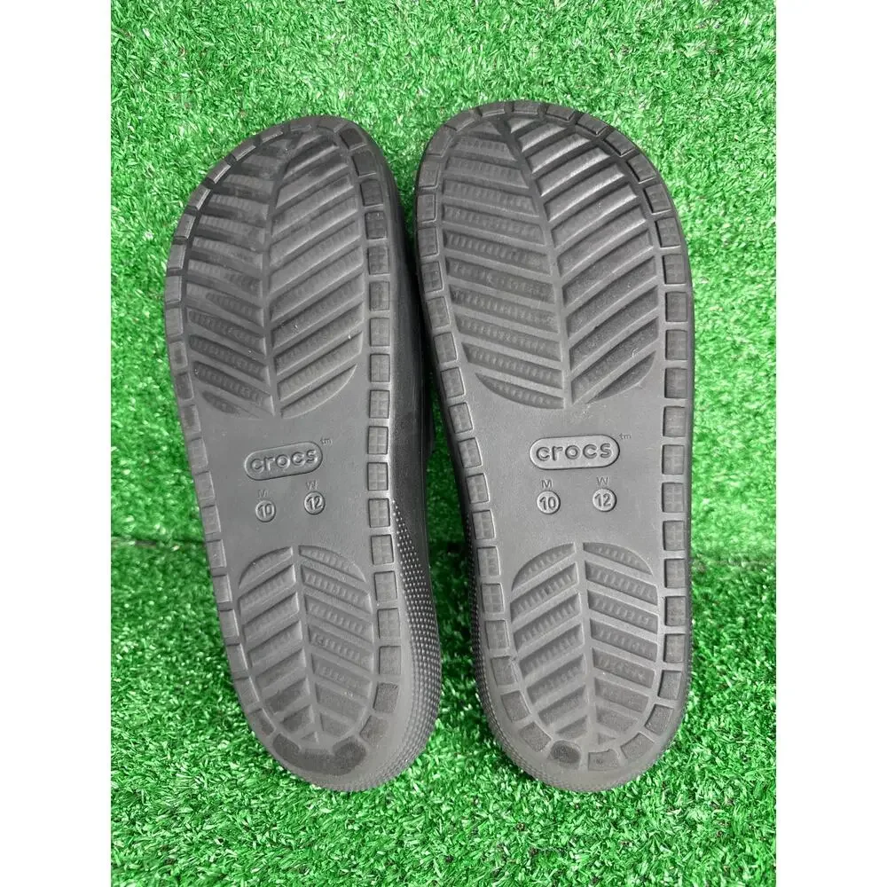 Crocs Classic Slides Black Slip On Sandals Mens Sz 10 Womens Sz 12 DBZ Jibbitz